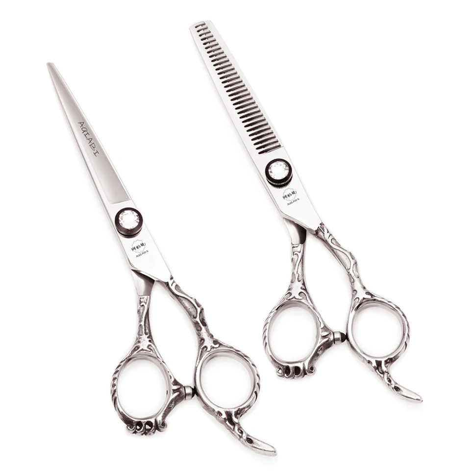 Professional Hair Scissors 6'' Japan 440C AQIABI Hairdressing Scissors Silver Hair Cutting Shears Thinning Scissors Salon A9008