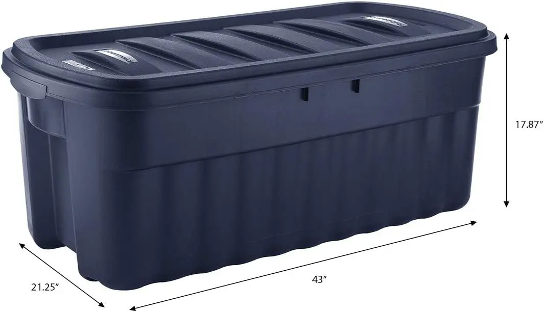 50-Gallon Durable Plastic Storage Bin with Snap-On Lid, Stackable & Reusable