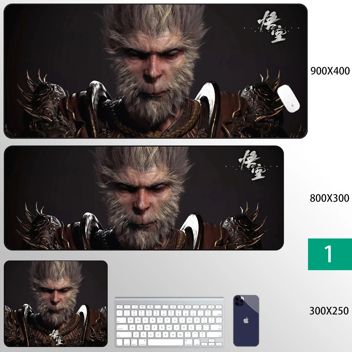 800x300x3mm Mousepad For Black Myth Wukong Anti-Slip Mechanical Gaming Keyboard Pad Natural Rubber Journey To The West Mouse Pad