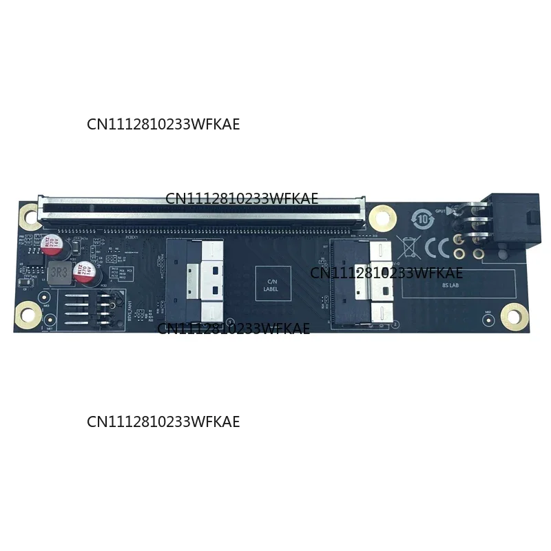 NEW 2 Port SlimSAS 8i x2 to PCIe5.0 x16 Slot Adapter Card SFF8654 Riser Card GEN5 for Network Graphics Video Card GPU 6Pin Power