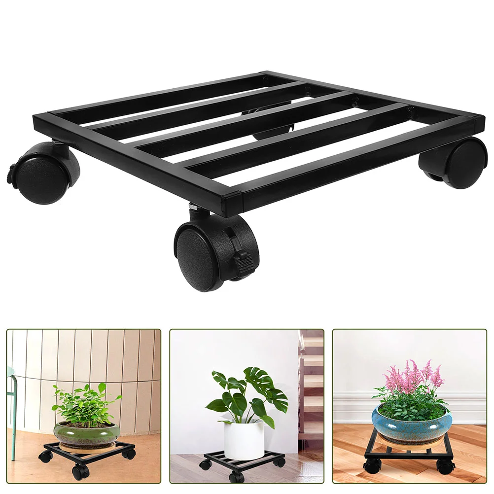 

Flower Pot Stand Indoor Plants Rolling with Wheels Heavy Duty Tray Flowerpot Roller Base Iron Garden Mover Caster