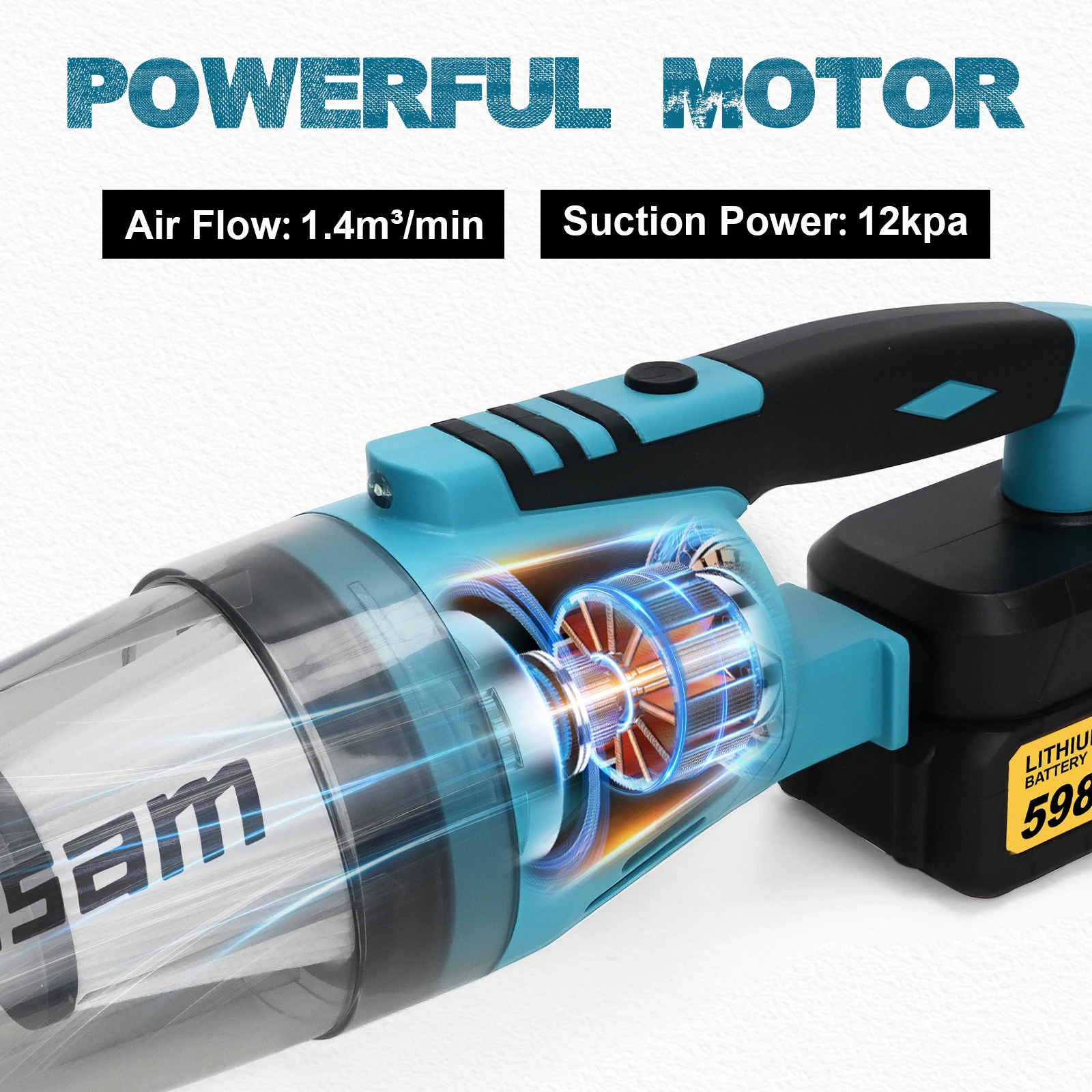 Gasam مكنسة كهربائية 12Kpa لاسلكية متعددة الوظائف نظافة يده تنظيف الثلوج الغبار أداة لماكيتا 18 فولت بطارية دبوس
