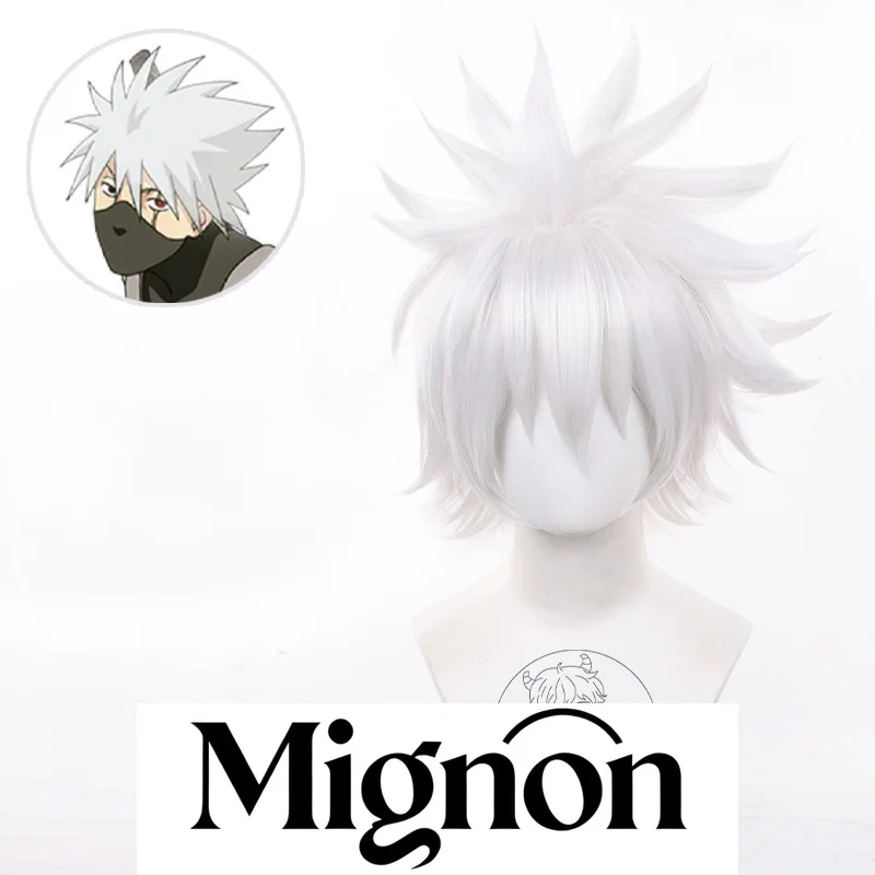 

Mignon Kakashi Hatake Cosplay Wig Teased Roots Spiky Short Hair Halloween Gift