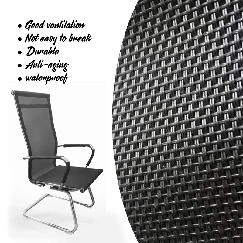 100x150cm Teslin Mesh Fabric For Diy Office Chair Recliner Beach Lounge Chair Placemat Pvc Outdoor Waterproof Mesh Fabric Black