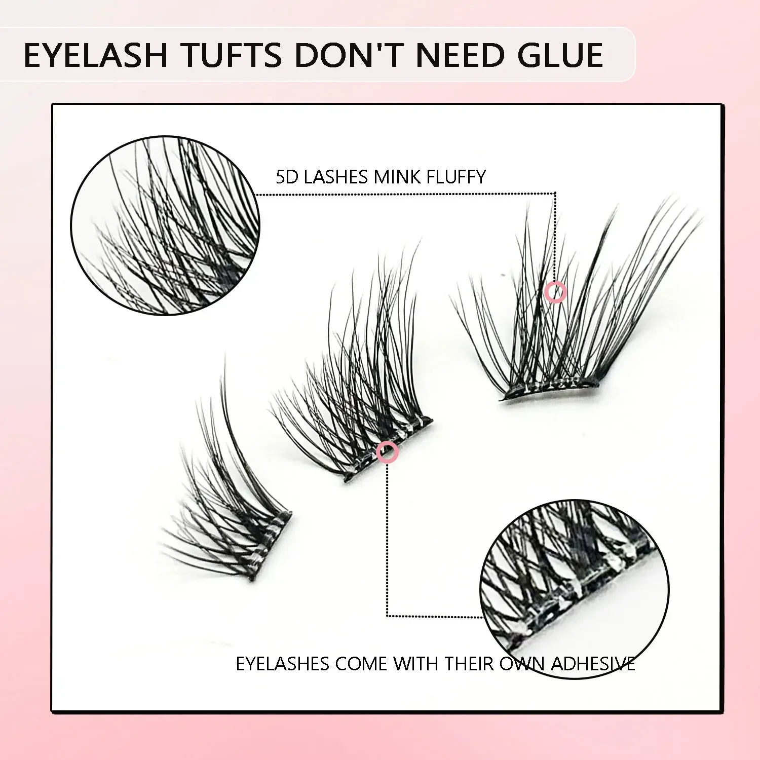 Lengthened Eyetails Lashe Clusters Noglue Eyelashes 5D Fluffy False Eyelashes Glue Strands Lashes Natural DIY Adhesive Eyelash