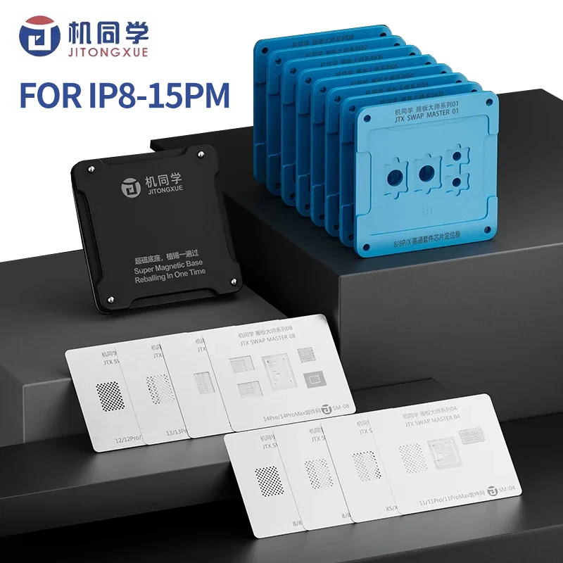 

JITONGXUE 17 in 1 IP Swap Board Chip Balling Platform Kit for IPhone 8-15 Series Mobile Phone Repair Chip Balling Platform Tool