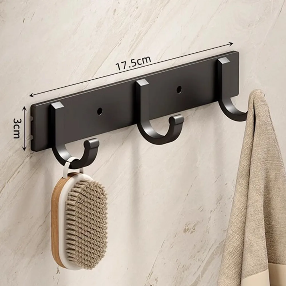 Aluminum Alloy Wall Mounted Hook Rack Heavy Duty Load Bearing Strong Adhesive Clothes Hanger Hook 3-8 Hooks Rust Resistant