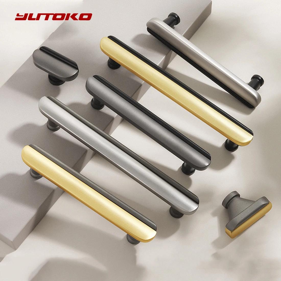 Modern Gold Black Gray Kitchen Handle Zinc Alloy Cabinet Knobs and Handles Drawer Knobs Pulls Furniture Handle Door Hardware