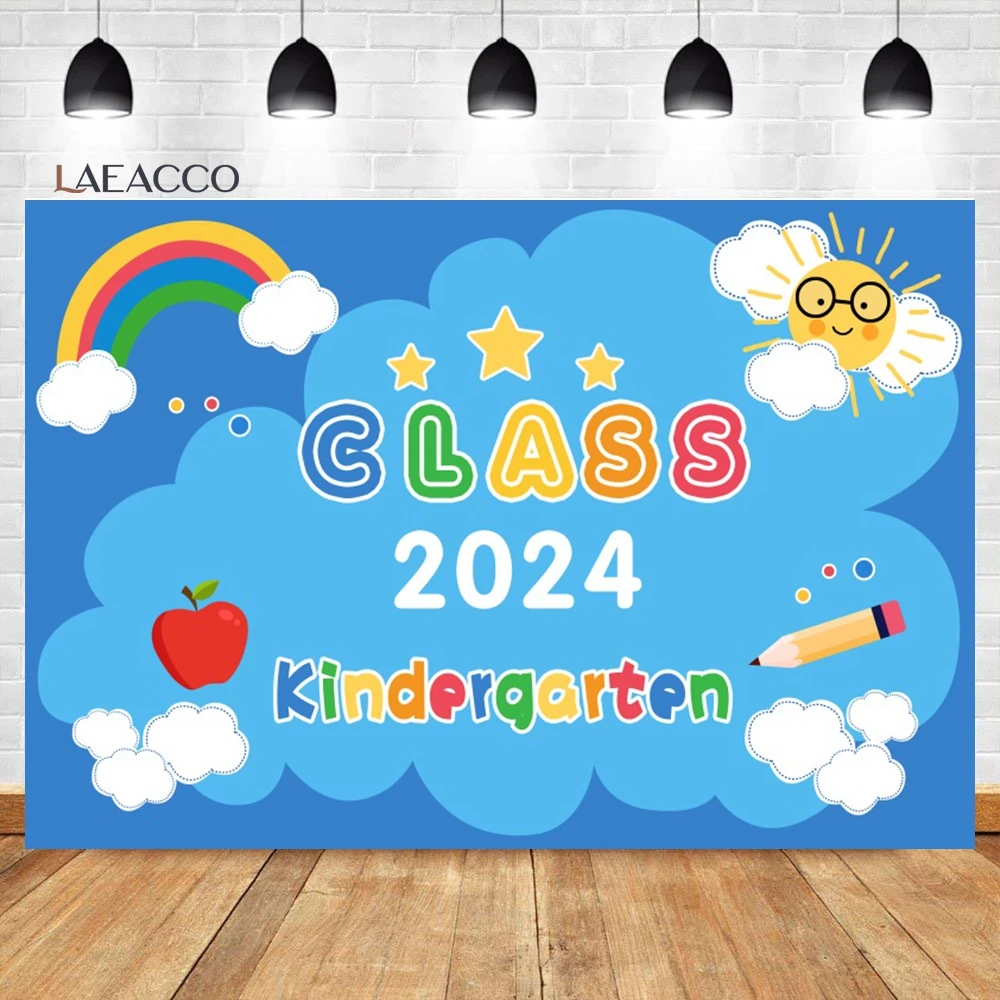 Laeacco Preschool Graduate Backdrop School Prom Party Decor Kindergarten Congrat Grad Graduation Portrait Photography Background