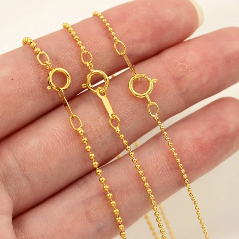 BTOO Real 14K Gold Filled Bead Chain Necklace 1MM/1.2MM/1.5MM Gold Jewelry Minimalist Gold Filled Necklace Women Jewelry