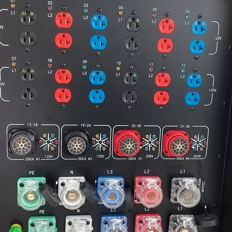 US Stage Power Distro Box, Tour Lighting Power Case With Powercon Rhino Connectors, 19pin Socapex Power Ports & Sockets