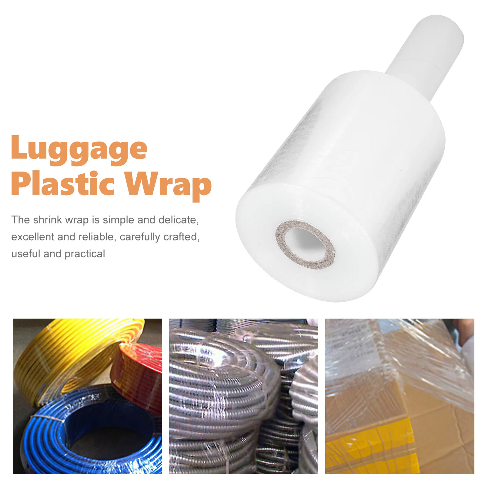 1 لفة واضحة سميكة تمتد فيلم للأمتعة كابل سلك خرطوم أنابيب الصلب يتقلص التفاف تتحرك لوازم التعبئة التفاف لفة بلاستيكية #2