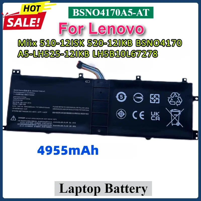 

BSNO4170A5-AT Laptop Battery for Lenovo Miix 510-12ISK 520-12IKB BSNO4170A5-LH 525-12IKB LH5B10L67278 Notebook Computer Battery