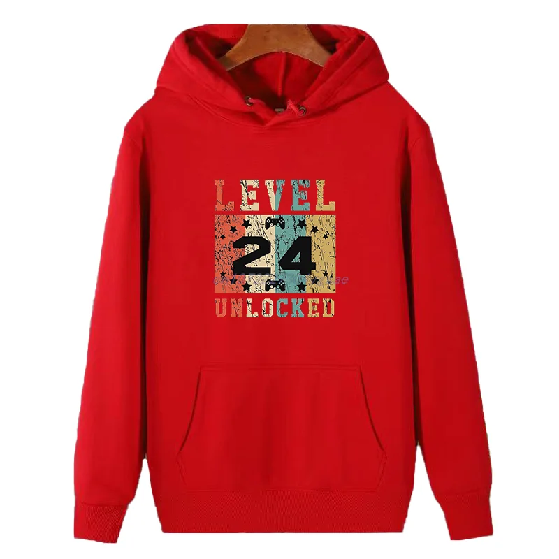 Level 24 Unlocked Winter Essentials Hoodie Hooded Sweatshirt Man Sweaters New In Sweatshirts Birthday Gift Thick Sweater Hoodie