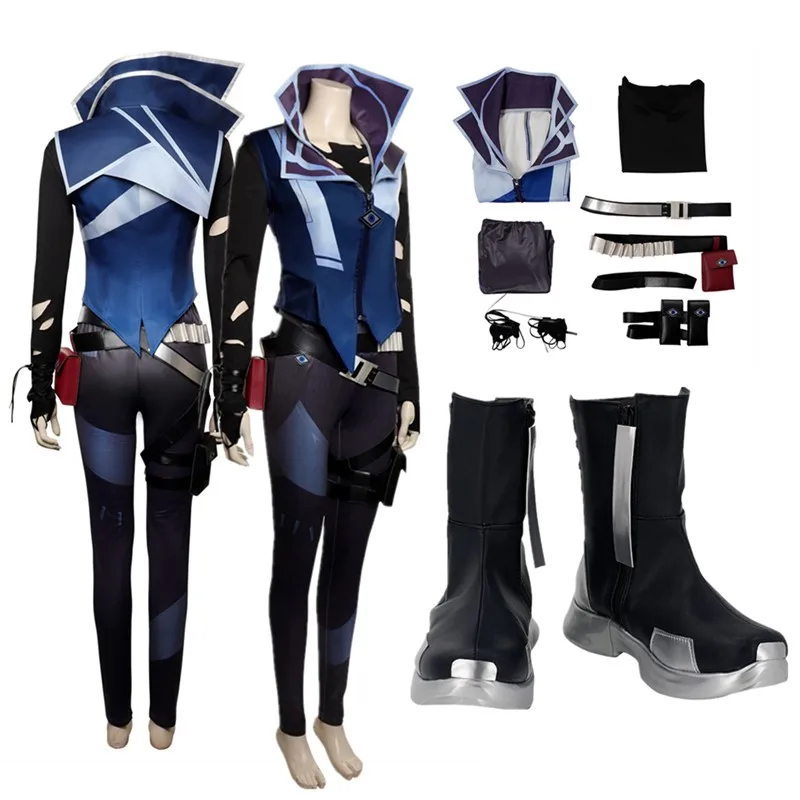 

Valorant Fade Cosplay Costume Game Adult Women Vest Coat Pants Waist Bag Belt Shoes Boots Outfits Halloween Carnival Party Suit