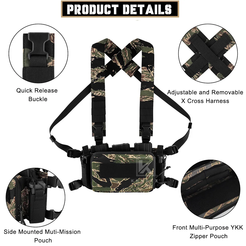 Imagem -02 - Krydex-tactical D3cr Chest Rig Vest 5.56 7.62 mm Rifle Pistola Magazine Pouch Caça Combate Acessórios Wargame 500d