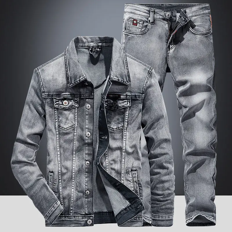 Fashion Spring and Autumn New style Men\'s Jeans Suit Loose Oversize Outwear Fashion Full Match Jacket Casual Wear