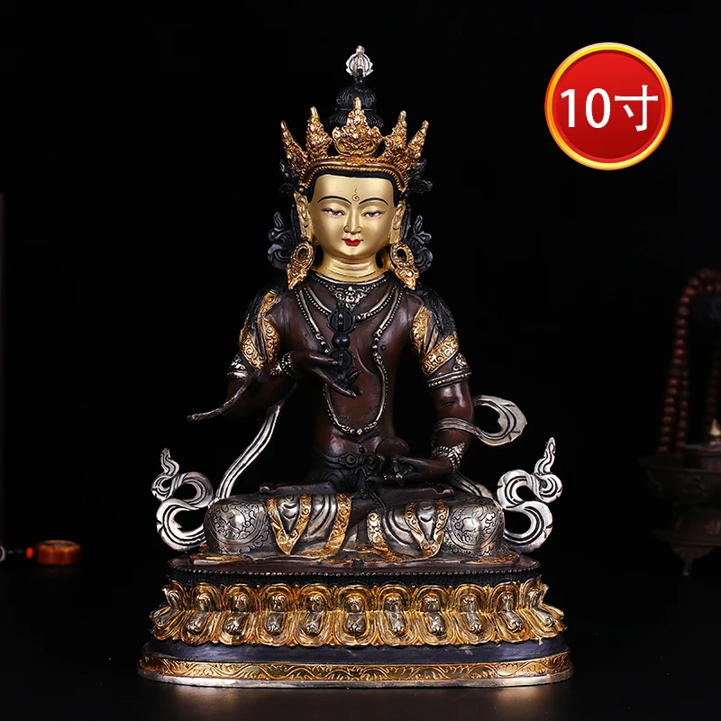 High grade Buddha# 32CM Large-HOME efficacious # Tibetan Nepal Buddhism Vajrasattva plated gold silver buddha statue