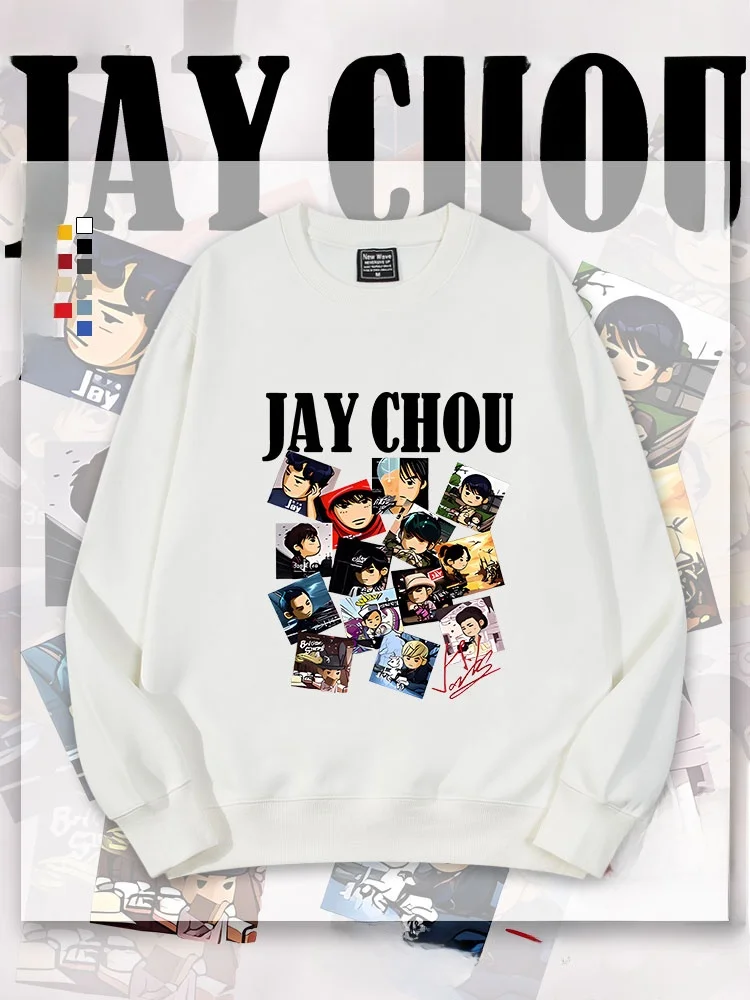 

Коллаборация JayChou: Толстовка с круглым вырезом и флисовой подкладкой, осенне-зимняя модная повседневная одежда для подростков