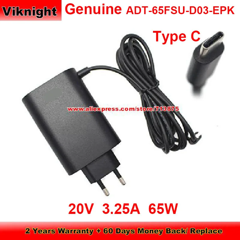 

Genuine EU Black ADT-65FSU-D03-EPK AC Adapter 20V 3.25A for Lg GRAM 16 16Z90P-K.AA75A8 16Z90P-G.AA55A3 16Z90Q-K.AD78A1 Type C