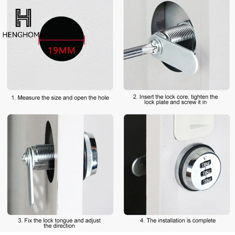 1pc 3 Digital Code Combination Cabinet Lock Zinc Alloy Password Locks Security Home Automation Cam Lock For Mailbox Cabinet Door