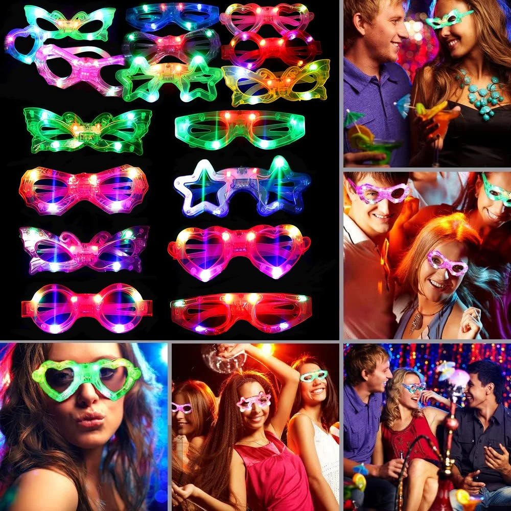 

LED Rave Glasses 6 Lights Flashing Party Eyewear for Music Festivals Clubs Bars TikTok Viral Glow Gear Accessory