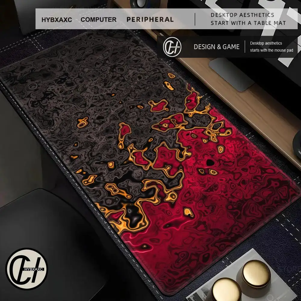 HYBXAXC Red Black Waves Large Gaming Mouse Pad Computer Keyboard with Non-Slip Rubber Stitched Edge Gift for Friends Boyfriend