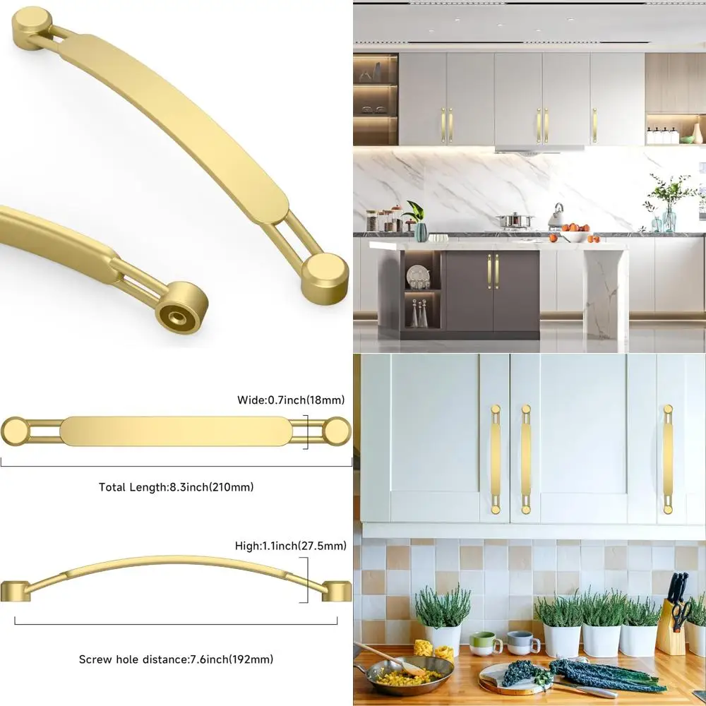 

Матовые золотые ручки для шкафа 7,5 дюймов — 10 шт. кухонной фурнитуры для ящиков шкафов, современные ручки для кухонных шкафов