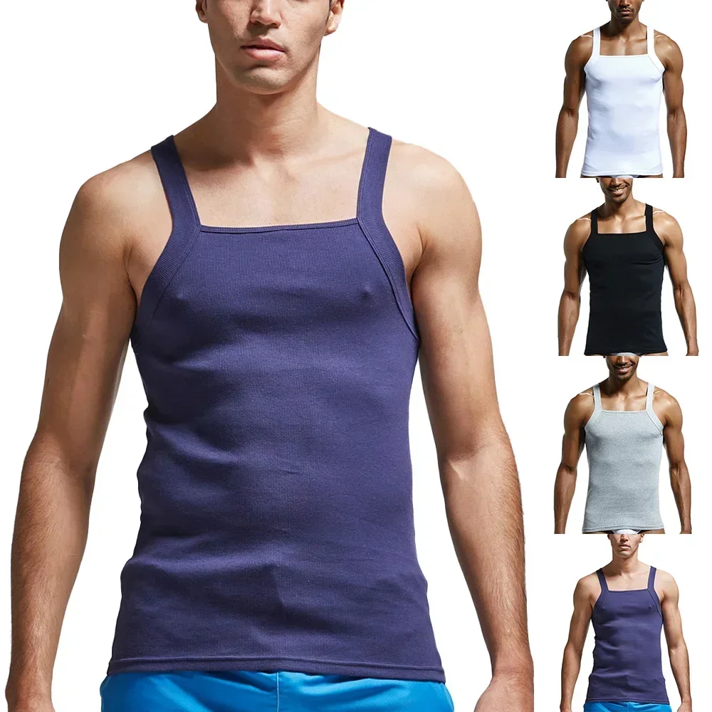 Mens Tank Tops Athletic Men\'s Plain Heavy Weigh Sleeveless Square Cut Sports Tank Tops Muscle T Shirts for Gym