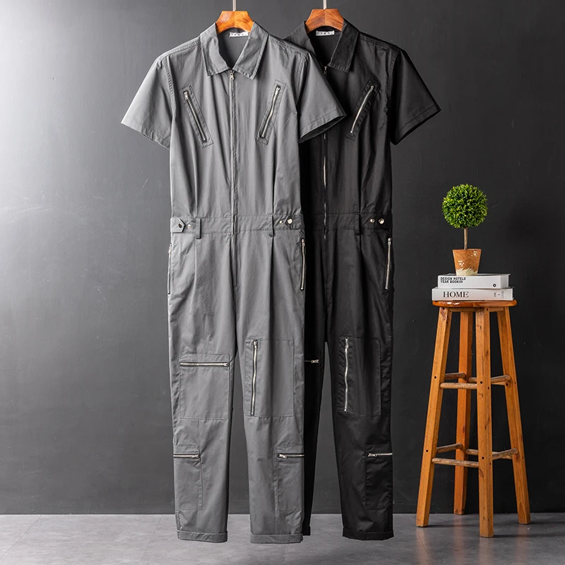 

Повседневный цельный костюм для мужчин, летний ор Све, дизайн на молнии, длинные брюки, комбинезон для отдыха, молодежная активная одежда
