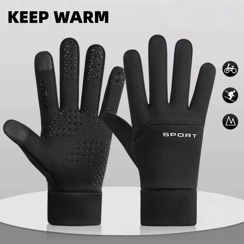 

1 Pairs Winter Gloves Mens Touchscreen Non-Slip Unisex Windproof Warm Cycling Cold Gloves Fashion Sports Ski Gloves