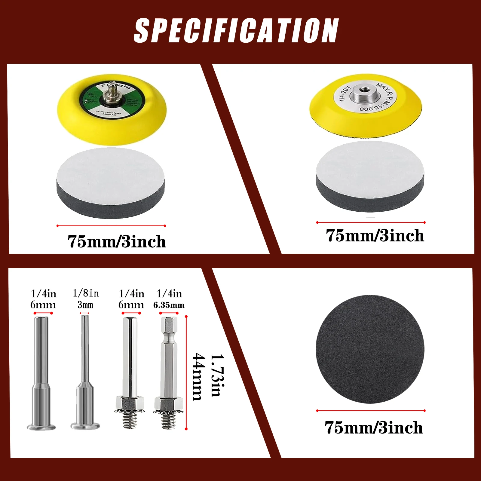 60pcs 75mm Disc Amplas Basah Kering Hook And Loop, 3 inci Disc Amplas Orbital Sander Bantalan Amplas