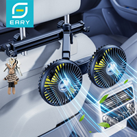 Eary Car Seat Fan Dual-Head Air Cooling Fan With 3 Powerful Wind Speeds Extension Arm Foldable Adjustable 2 Hooks Car Electronic