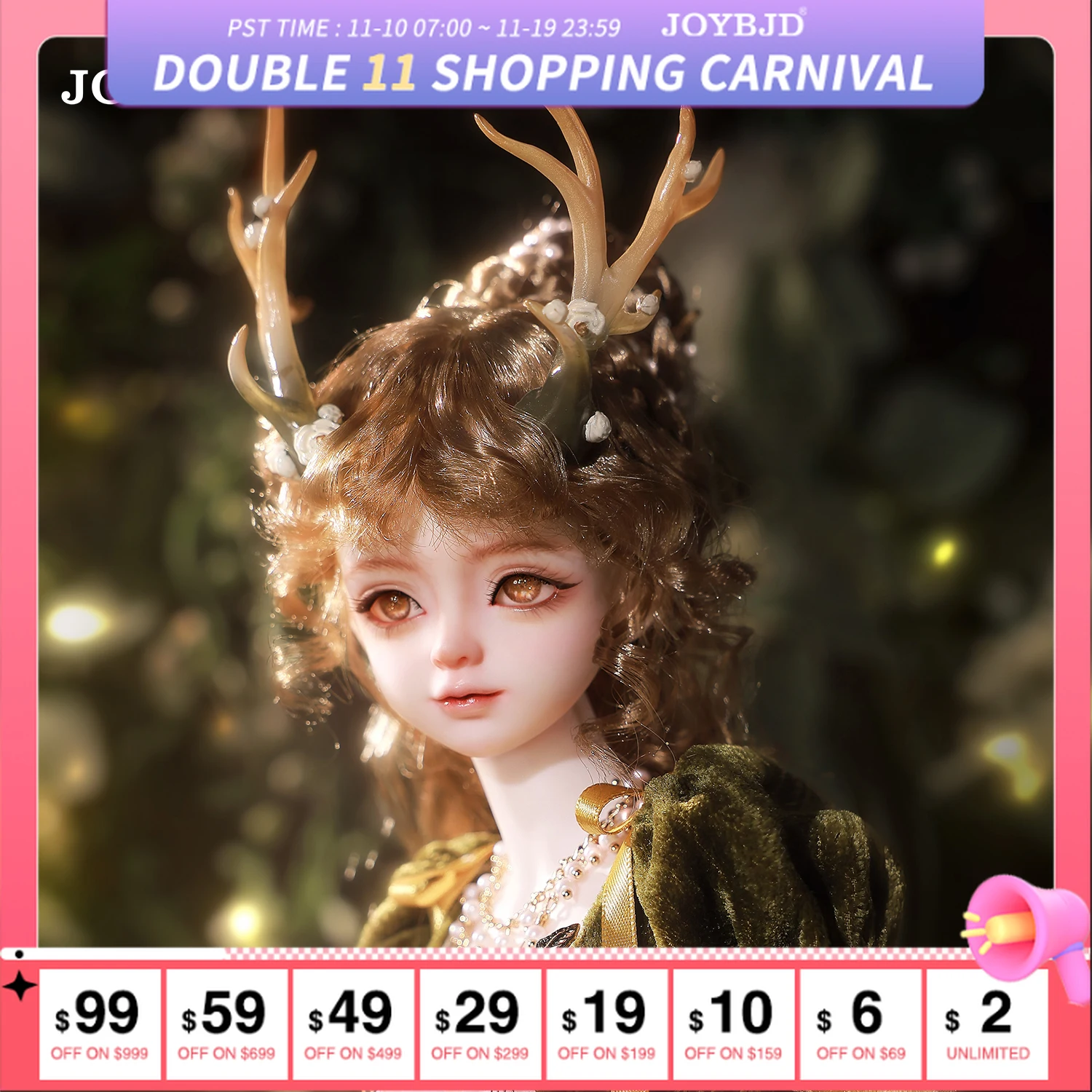 

JOYBJD 1/4 BJD кукла Esme, полный комплект, фэнтези, благородный эльф, средневековый ретро-стиль, магнитные рога, платье с ампирной талией, Рождественский подарок