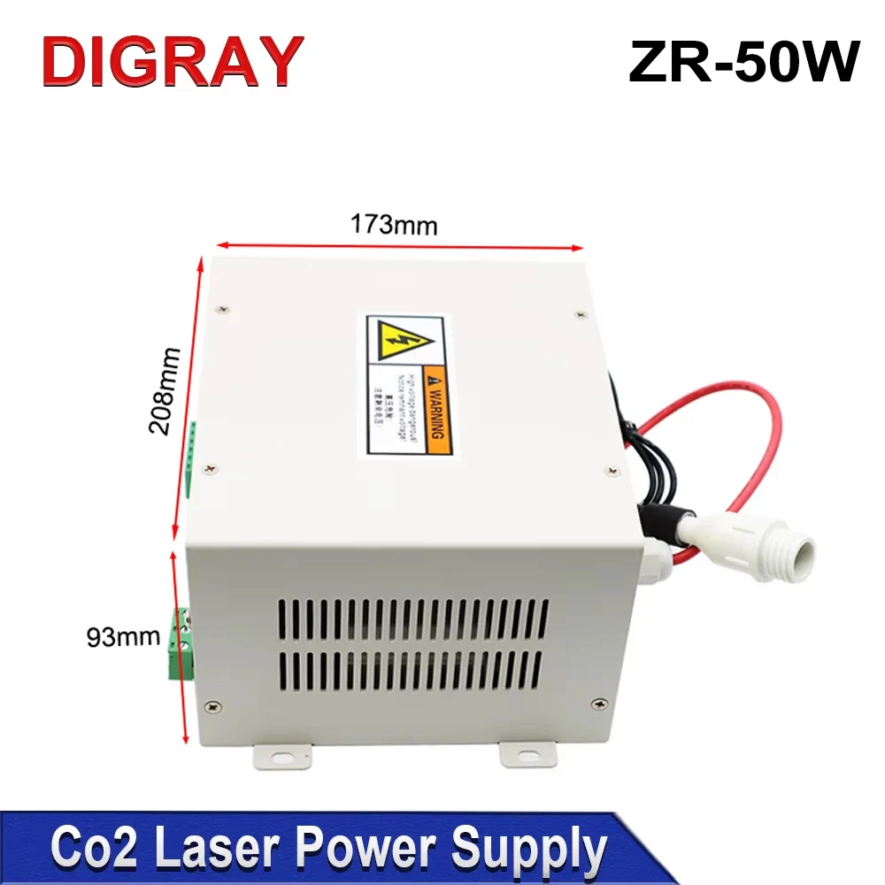 DIGRAY ZRSUNS-50W CO2 Laser Power Supply Compatible with 40W 50W CO2 Laser Tube for Laser Engraving Cutting Machine Replacement