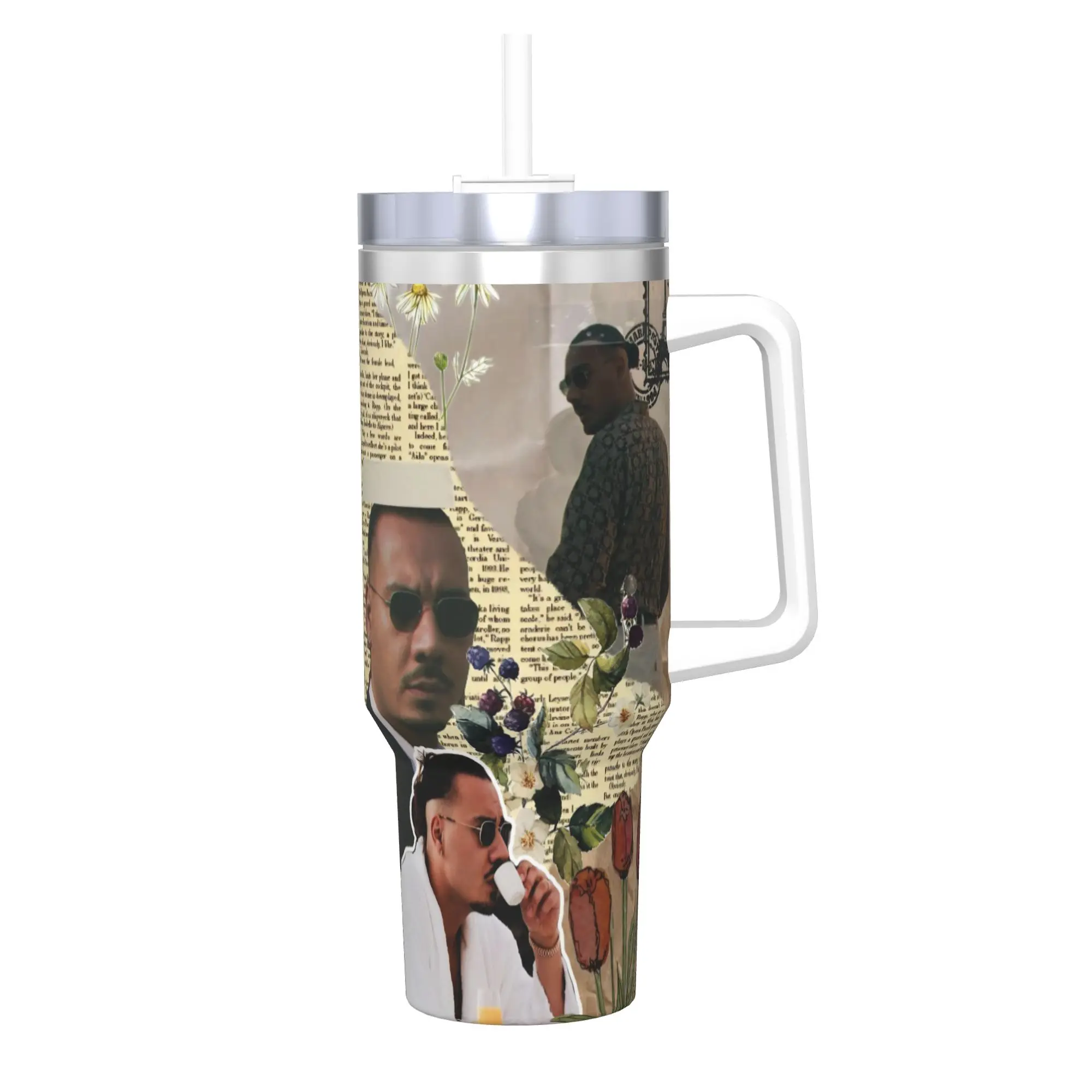 Apache207 Rapper Tumbler With Straw  Stainless Steel Tumblers Mug Double Wall Vacuum Insulated for Cold Or Hot 40oz