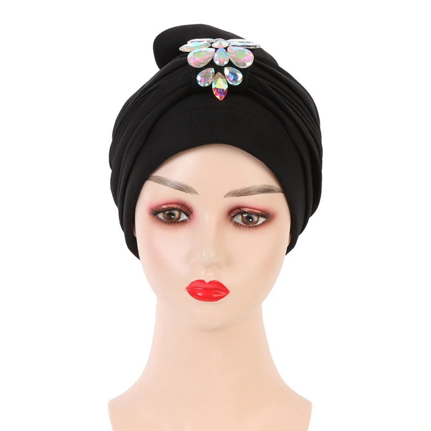 

Muslim Crease Sticky Diamond Layered Baotou Hat Fashion African Hat Indian Hat