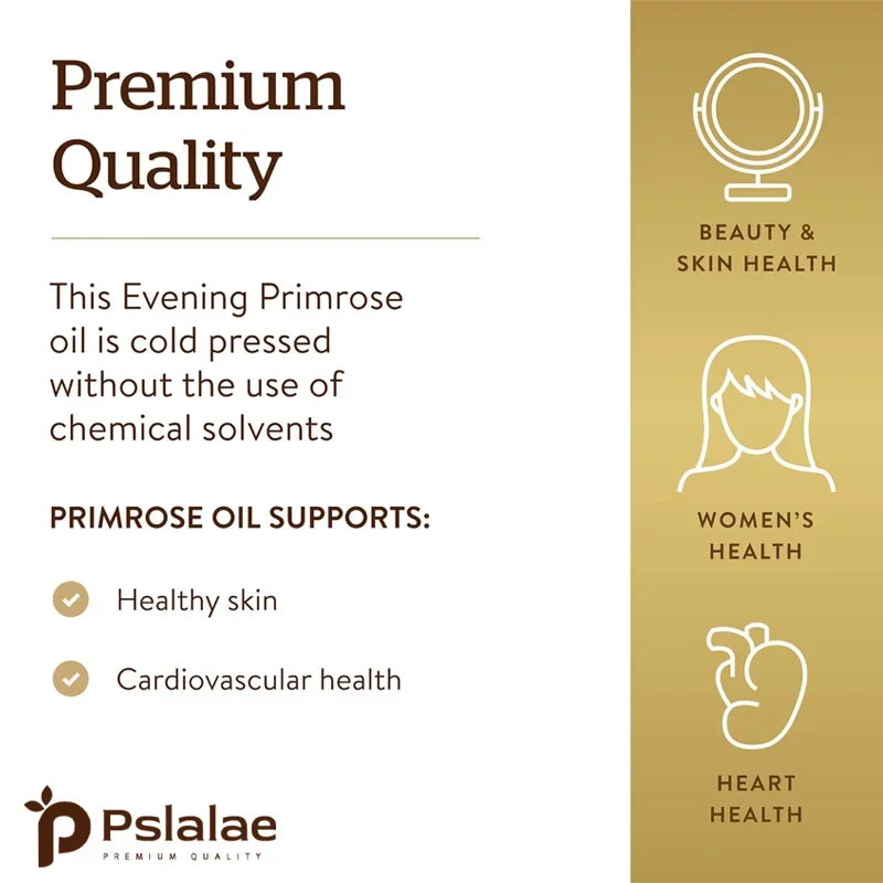 Evening Primrose Oil - Contains Gelatin and Vegetable Glycerin To Promote Healthy Skin - Cold-Pressed