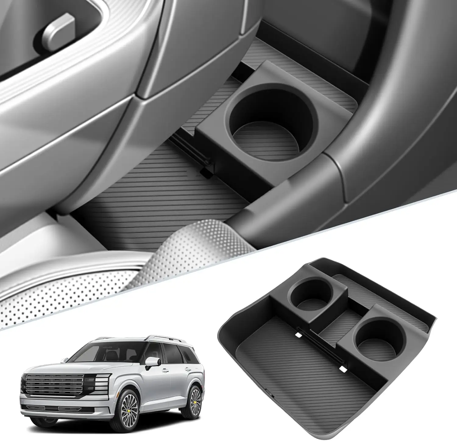 

Center Console Organizer Lower Console Tray Hyundai Palisade 2026 Accessories Under Console Tray with Cup Holder Floor Organizer