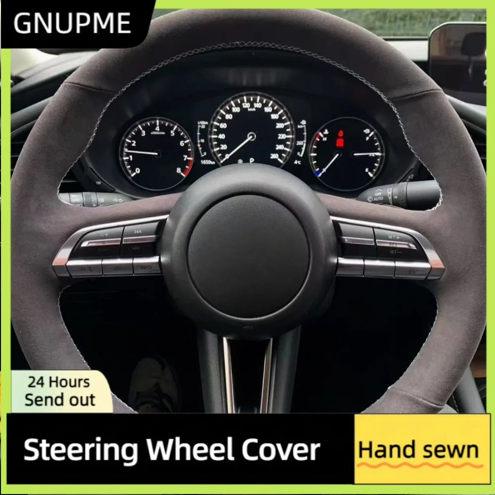

Custom Car Steering Wheel Cover Anti-Slip Suede Leather For Mazda 3 Axela 2019 2020 CX-30 2020 MX-30 2020 Car Steering Wrap