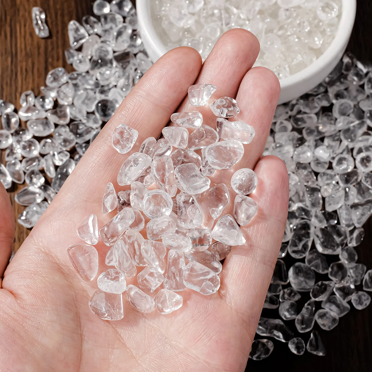 الطبيعية 7-9 مللي متر واضح الكوارتز الحصى DIY بها بنفسك الخرز الزخرفية تنوعا الحرفية الحجارة حديقة المنزل هدية عيد الميلاد الحرفية المتحمسين