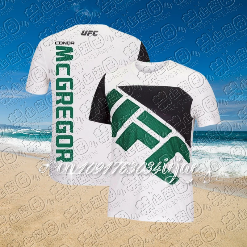 

2026 UFC Мужская летняя футболка с круглым вырезом и 3D принтом, женский детский повседневный уличный модный топ