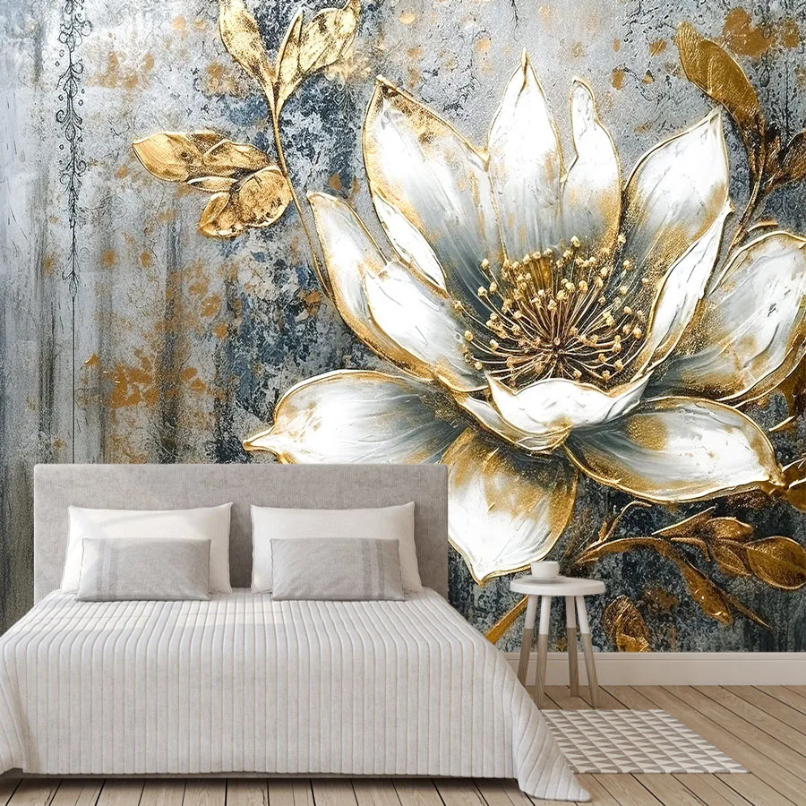 9+ Painted Flower Lotus Lily Wall Papers Home Decor Panels Furniture Renovation Wallpaper for Living Room,Self Adhesive Optional