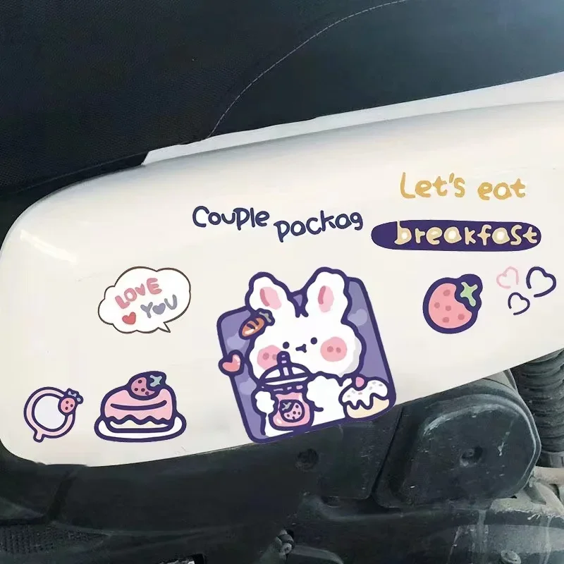 Cartoon Cute Little Bear Little Rabbit Electric Car Sticker Body Scratch Block Personalized Decoration Car Sticker Waterproof