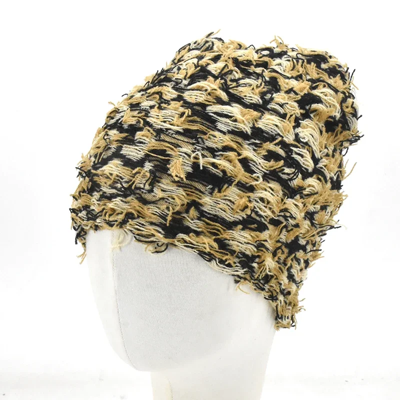 Cagoule Hip Hop en détresse, casquette tricotée, masque pour femmes, Camouflage en plein air, polaire, cagoule de Ski floue, bonnets pour femmes et hommes, nouvelle collection 2024