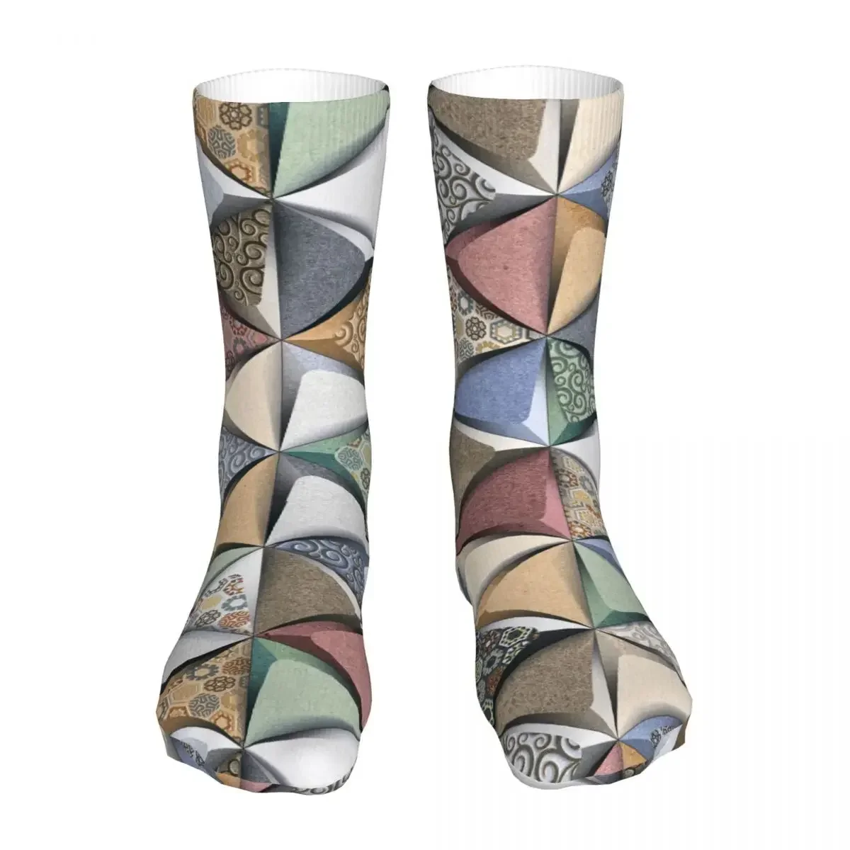 Marble Wall Decor Socks Men's Women's Polyester Blue 3D Geometric Art  Novelty Spring Summer Autumn Winter  Gift