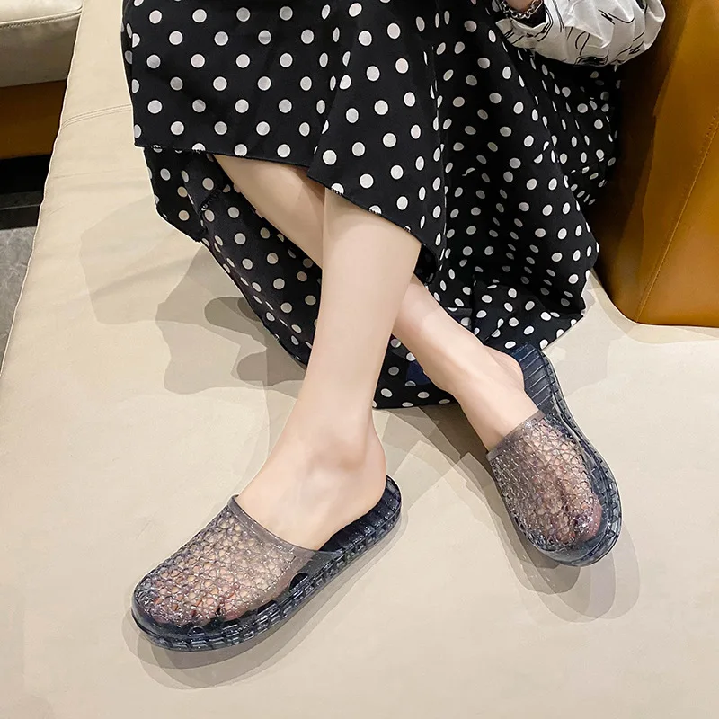 

Fashionable Transparent Slippers Women's Summer New Indoor Anti-slip Bathroom Crystal Beach Slippers Comfortable Casual Slippers