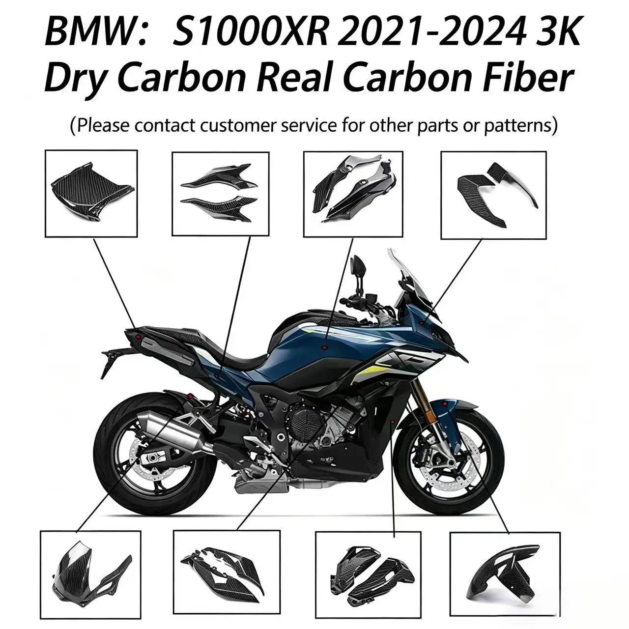 

Suitable for BMW S1000XR 2021 2022 2023 2024 motorcycle accessories, carbon fiber exterior parts, side panels, and mudguards.