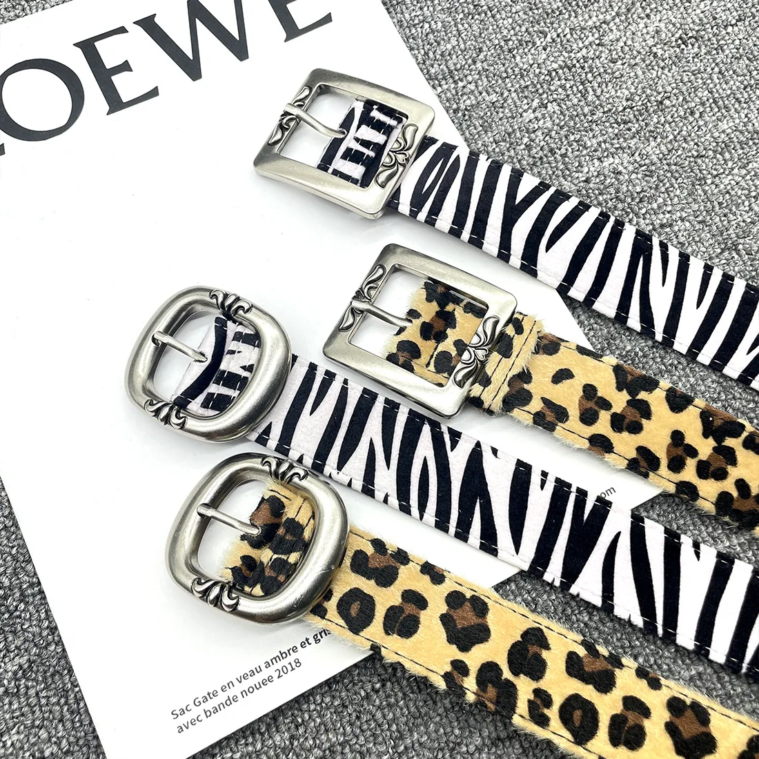 2025 Nieuwe Luxe Merk Luipaard Slang Zebra Patroon Slangenhuid Cos Huid Cricle Pin Gouden Gesp Y2k Riemen voor Jurk Jeans Pakken