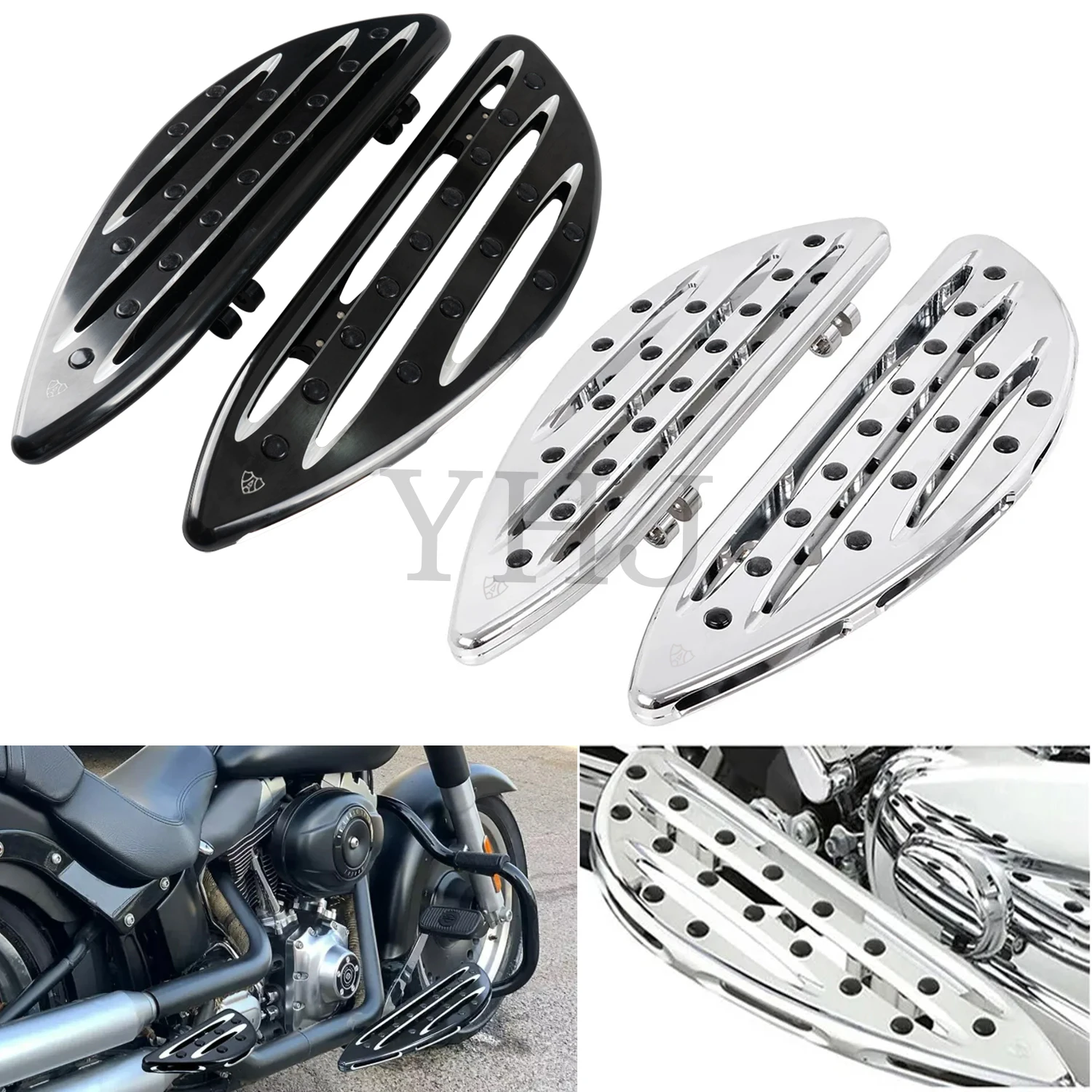 

Driver Stretched Floorboards Foot Boards For Harley Touring Fatboy Road King CVO Softail FL Dyna FLD 1986-2015 Black/Chrome